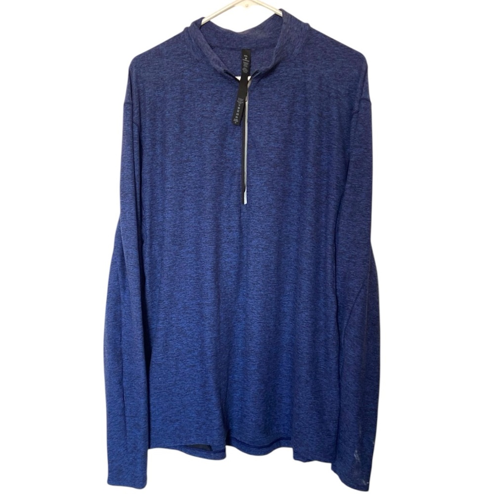 Men’s Lululemon Surge Warm 1/2 Zip Heather Cerulean Blue/Black Size 2XL